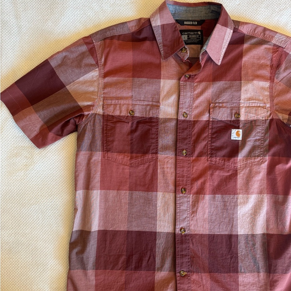 Carhartt Red and Brown Casual Button Down Shirt